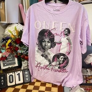 Aretha Franklin RESPECT QUEEN Soul Music T Shirt Size M/L Purpl